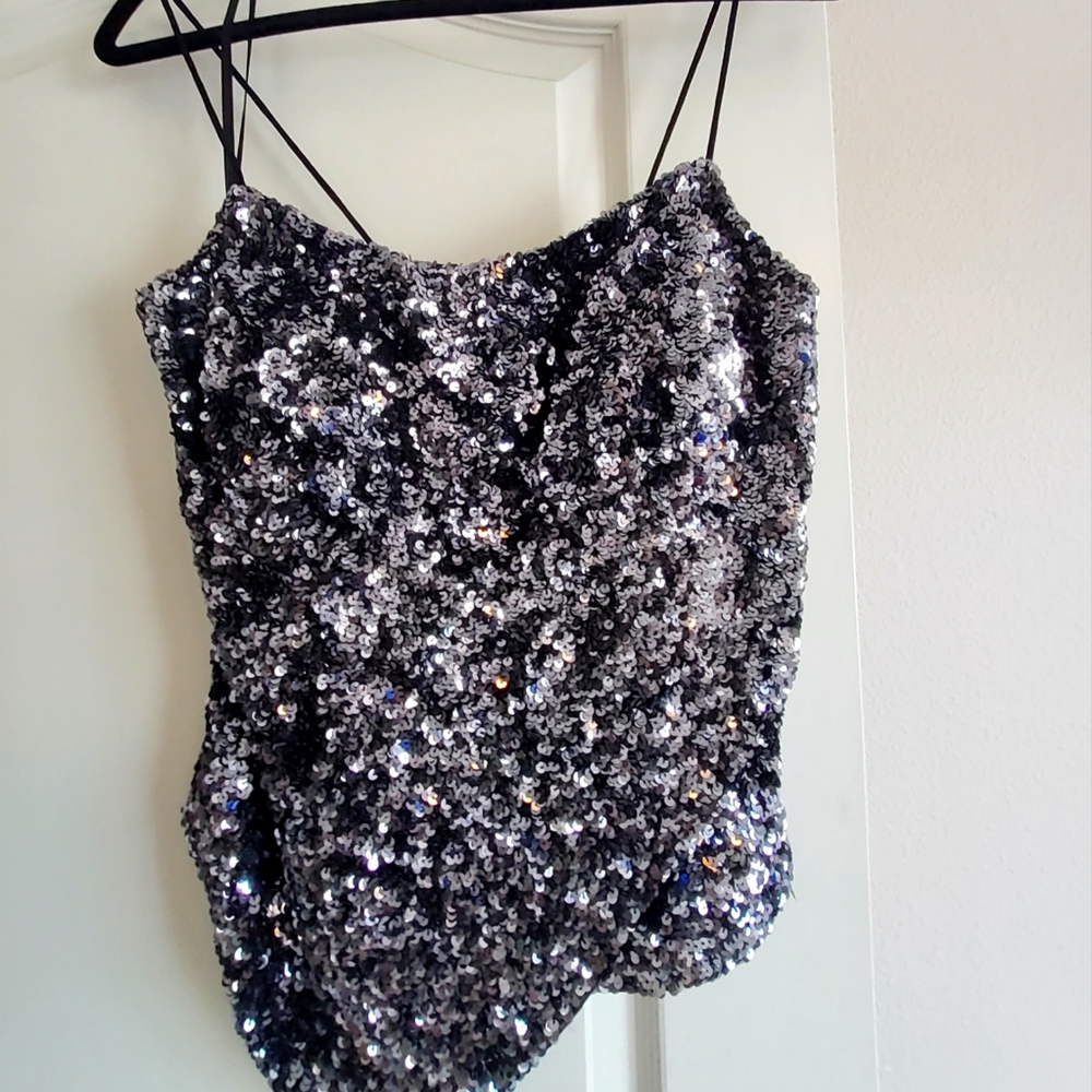 Cache Spaghetti Sequin Top